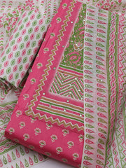 Printed Cotton Blend Unstitched Suit With Dupatta