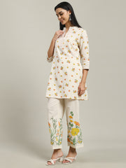 Printed Cotton Blend Kurta With Pants