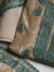 Neck Embroidered Organza Unstitched Suit With Dupatta