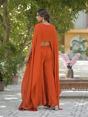 Embroidered Chinon Top With Plazzo