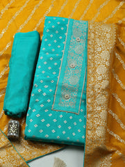 Woven Design Chanderi Unstitched Suit With Pant & Dupatta