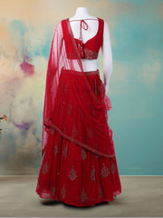 Resham Mirror Work Georgette Choli With Lehenga & Dupatta