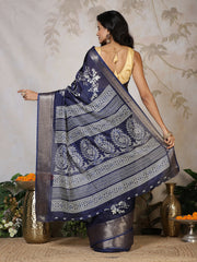 Woven Border Cotton Blend Saree