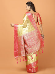 Plain Zari Border Banarasi Woven Saree