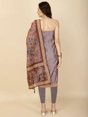 Kantha Embroidery & Printed Chanderi Unstitched Suit Piece With Dupatta