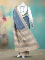 Printed Tussar Grey Saree