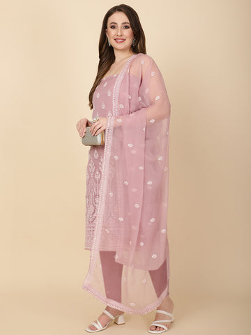 Embroidered Chiffon Unstitched Suit Piece With Dupatta