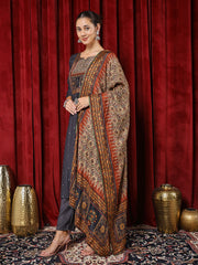 Printed Cotton Blend Kurta With Pants & Dupatta