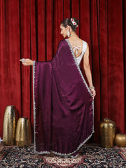 Stone Embroidered Chinon Saree