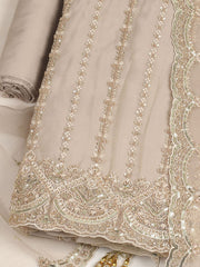 Embelished Organza Unstitched Suit With Dupatta