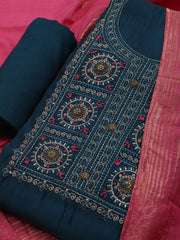 Gota Work Chanderi Unstitched Suit With Dupatta