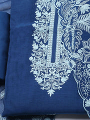 Embroidered Chanderi Unstitched Suit With Dupatta