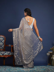 Embroidered Chiffon Unstitched Suit With Pant & Dupatta