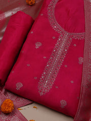 Kanjeevaram Chanderi Unstitched Suit With Dupatta