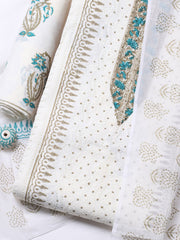 Printed Cotton Blend Unstitched Suit With Pant & Dupatta