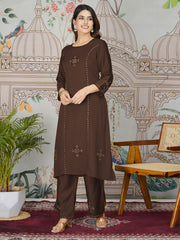 Printed Cotton Blend Kurta With Pants