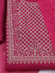 Neck Embroidered Chanderi Unstitched Suit Piece With Dupatta