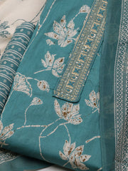 Printed Cotton Blend Unstitched Suit With Dupatta