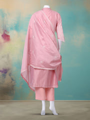 Embroidered Chanderi Kurta With Pant & Dupatta