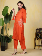 Printed Cotton Blend Kurta With Pants