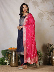 Banarasi Weave Art Silk Kurta With Pants & Dupatta