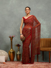 Floral Printed Georgette Saree