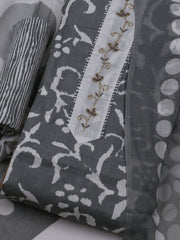 Printed Cotton Blend Unstitched Suit With Dupatta
