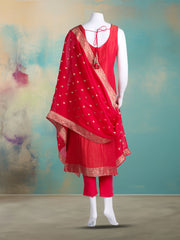 Embroidered Banarasi Kurta With Pant & Dupatta
