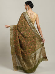 Digital Printed Cotton Blend Woven Saree