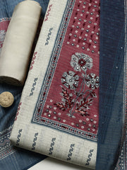 Printed Cotton Blend Unstitched Suit With Pant & Dupatta