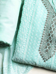 Chikan Work Georgette Unstitched Suit With Dupatta