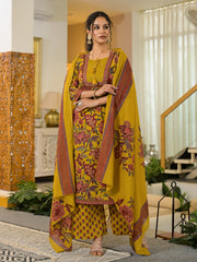 Printed Cotton Blend Kurta With Pants & Dupatta