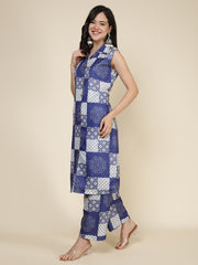 Printed Cotton Blend Kurta With Pants
