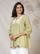 Printed Embroidered Cotton Short Kurti