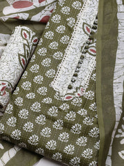 Printed Cotton Blend Unstitched Suit With Dupatta