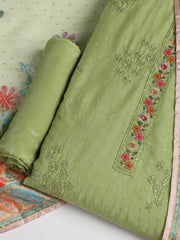 Embroidered Chinon Unstitched Suit With Dupatta