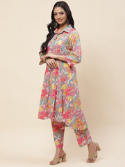 Floral Printed Cotton Kurta With Pants