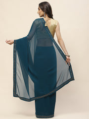 Swarovski Plain Woven Georgette Saree