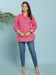Printed Cotton Blend Short Kurti