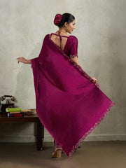 Embroidered Satin Saree