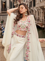 Embroidered Chinon Choli With Plazzo & Jacket
