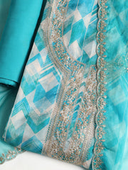 Embroidered Organza Unstitched Suit With Dupatta