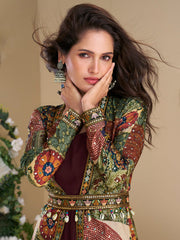 Embroidered Georgette Suit & Pant With Jacket