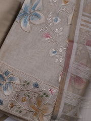 Embroidered Chanderi Unstitched Suit With Dupatta