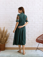 Resham Embroidered Cotton Blend Dress