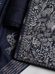 Neck Embroidered Cotton Blend Unstitched Suit With Dupatta