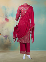 Banarasi Wave With Embroidered Kurta With Palazzo & Dupatta