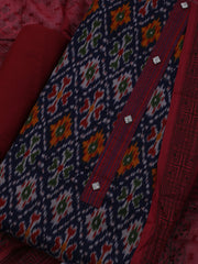 Patch Neck Cotton Blend Unstitched Suit With Dupatta
