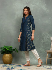 Printed Denim Kurta
