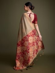 Zari Border Booti Art Silk Woven Saree